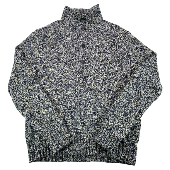 Polo Ralph Lauren Other - Polo Ralph Lauren Men’s XL Tall VTG Marled Cotton Mock Neck Sweater Blue Cream